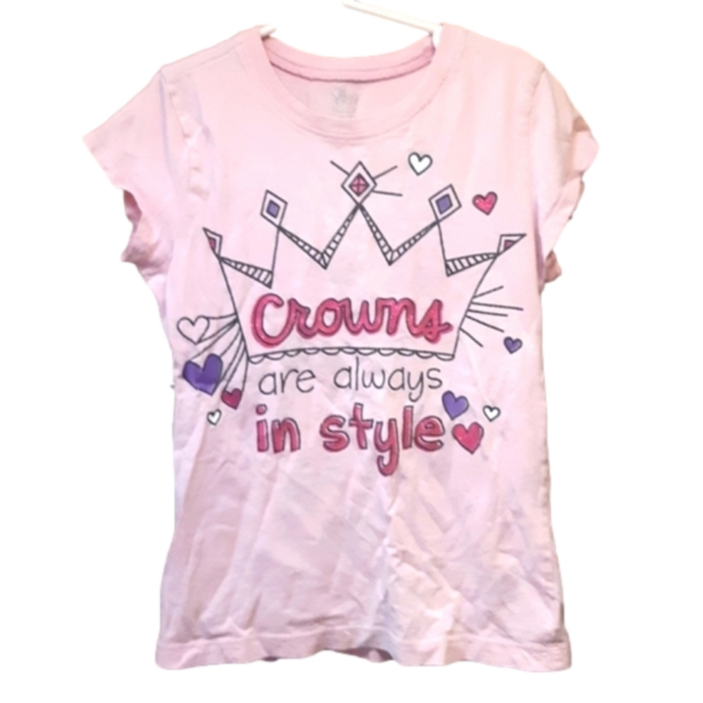 The children's place short sleeve t-shirt pink  girls size M 7/8 crown on chest